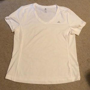 Adidas White V-neck Climalite Short Sleeve